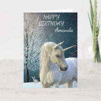 Birthday Magical Unicorn Schneeszene Personalisier