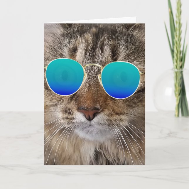 Birthday Maine Coon Cat In Sonnenbrille Karte (Vorderseite)