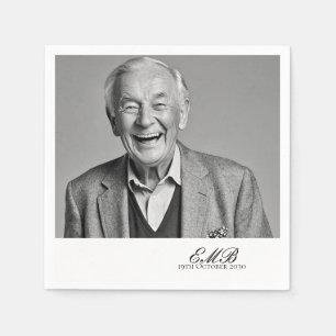 Birthday Male Stilvolles Foto White Monogram Serviette