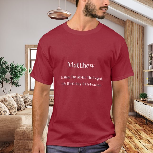 Birthday man Mythos Legende Name Spaß rot T-Shirt (Von Creator hochgeladen)