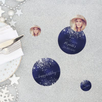 Birthday Marine Blau Silber Glitzer Foto
