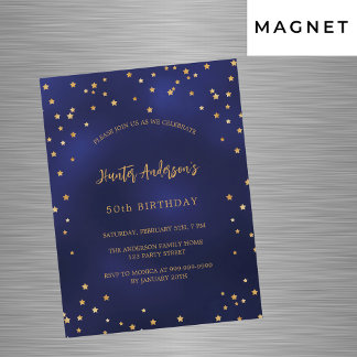 Birthday Marine blaue goldene Sterne Party Luxus Magneteinladung