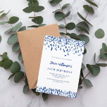 Birthday Marine blauen Konfetti Männer Typ Luxus Einladung<br><div class="desc">Modernes,  elegantes und einladendes Hotel. Weiß mit blauen Konfetti dekoriert. Personalisieren und fügen Sie einen Namen und Details. Blauer Text.</div>