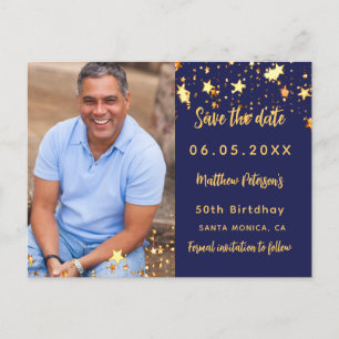Birthday Marine blaues Foto Save the Date Ankündigungspostkarte