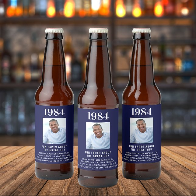 Birthday Marine Blue Foto Spaß Fakten Bio-Jahr Geb Bierflaschenetikett (Von Creator hochgeladen)