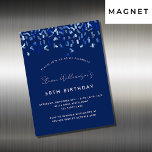 Birthday Marine Blue Konfetti Männer Einladungsmag Magnetkarte<br><div class="desc">Ein moderner,  eleganter und einladender Magnet. Ein marineblauer blauer Hintergrund mit blauen Konfetti. Personalisieren und fügen Sie einen Namen und Details. Weißer Text.</div>