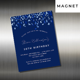 Birthday Marine Blue Konfetti Männer Einladungsmag Magnetkarte