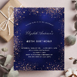 Birthday Marine Blue Rose Gold Einladung Flyer<br><div class="desc">Bitte beachten Sie, dass diese Einladung auf Flyer Papier und sehr dünn ist. Umschläge sind nicht enthalten. Für dickere Einladungen (gleiche Gestaltung) besuchen Sie bitte unseren Shop. Eine moderne, stilvolle und glamouröse Einladung für eine 40. Geburtstagsfeier (oder jedes Alter). Marineblau, mit goldenen Rose-Imitaten Glitzer Staub verziert. Die blaue Farbe ist...</div>