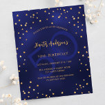 Birthday Marine Blue Stars Nummer Budget Einladung<br><div class="desc">Eine glamouröse Geburtstagsfeier für ihn und sie. Ein marineblau mit goldenen Sternen dekorierter Hintergrund mit Imitaten. Die blaue Farbe ist ungleichmäßig. Personalisieren und fügen Sie einen Namen und Party-Details hinzu. Golden farbiger Text. Eine große Alterszahl als Wasserzeichen. Zurück: marineblau Hintergrund und goldene Sterne. 1 Blatt = 1 Einladung mit Druckkante...</div>
