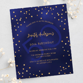 Birthday Marine Blue Stars Nummer Budget Einladung