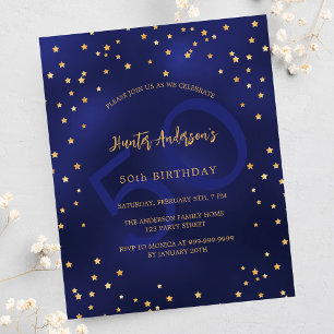 Birthday Marine Blue Stars Nummer Budget Einladung Flyer