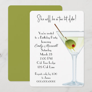 Birthday Martini Party auf Weiß Einladung