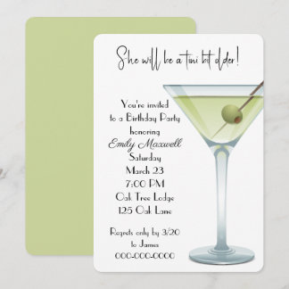 Birthday Martini Party auf Weiß Einladung