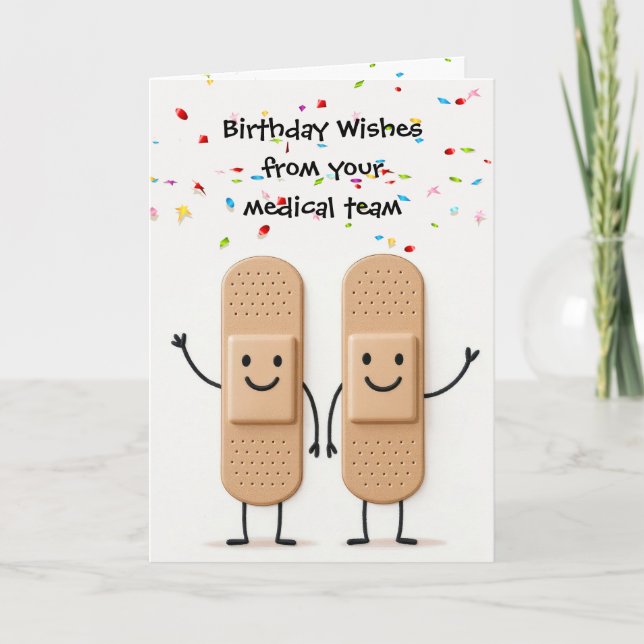 Birthday Medical Bandage Stick Figure People Karte (Vorderseite)