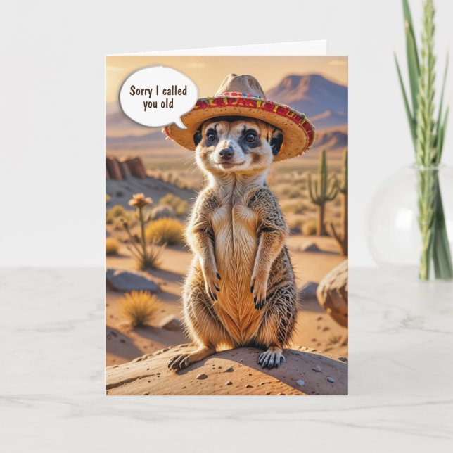 Birthday Meerkat Tragen eines Sombrero Karte (Vorderseite)