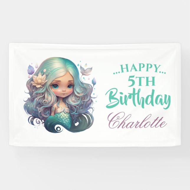 BIRTHDAY-Mermaid-Banner Banner (Horizontal)