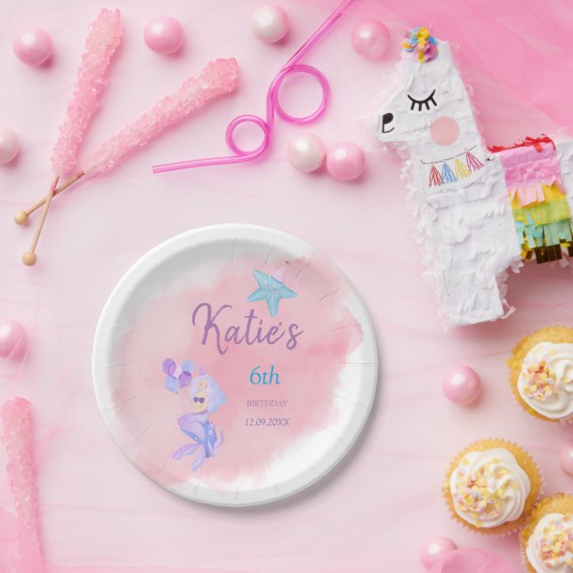Birthday Mermaid Paper Plate Pappteller (Party)