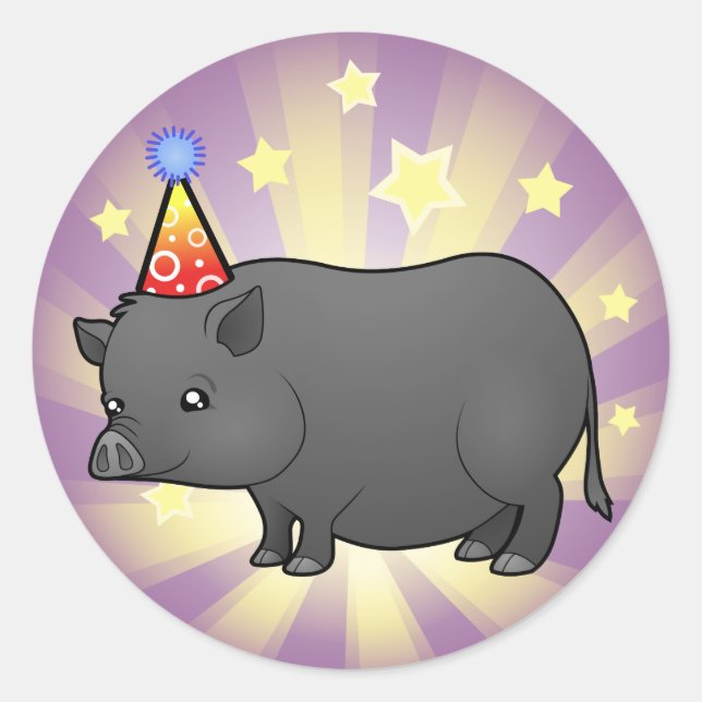 Birthday Miniature Pig Runder Aufkleber (Vorderseite)