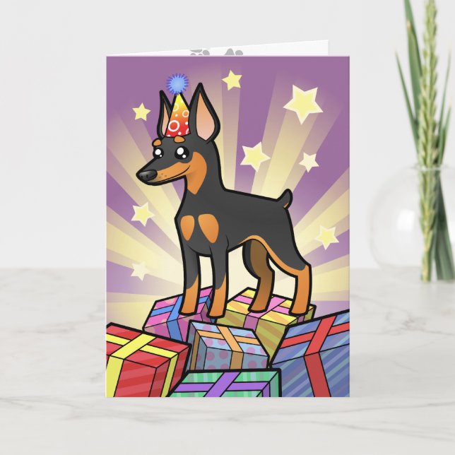 Birthday Miniature Pinscher / Manchester Terrier Karte (Vorderseite)