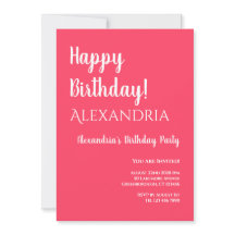 Birthday Modern Pink Happy Birthday