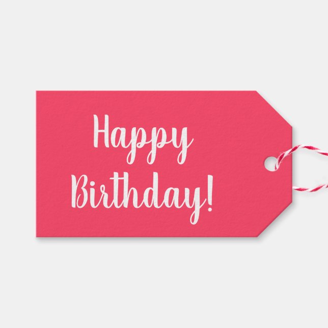 Birthday Modern Pink Typography Geschenkanhänger (Vorderseite (Horizontal))