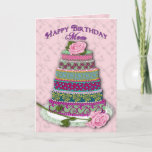 BIRTHDAY - MOM - TIERD BIRTHDAY CAKE ROSES KARTE<br><div class="desc">SWEET FEMININE BIRTHDAY GREETING WITH MULTI-TIERD DECORATED CAKE - SEE OTHER BIRTHDAY CARDS SAME IMAGE,  SECRET PAL,  SISTER,  GIRLFRIEND, DAUGHTER,  SISTER IN LAW</div>