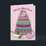 BIRTHDAY - MOM - TIERD BIRTHDAY CAKE ROSES KARTE<br><div class="desc">SWEET FEMININE BIRTHDAY GREETING WITH MULTI-TIERD DECORATED CAKE - SEE OTHER BIRTHDAY CARDS SAME IMAGE,  SECRET PAL,  SISTER,  GIRLFRIEND, DAUGHTER,  SISTER IN LAW</div>