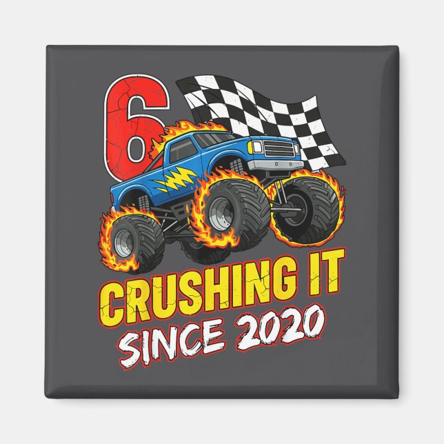Birthday Monster Truck 6 Year Old Boys 6th Party B Magnet (Vorne)
