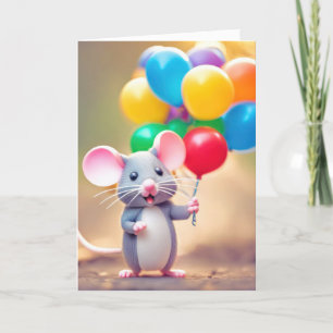 Birthday Mouse mit Balloons Karte
