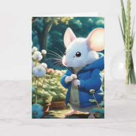 Birthday Mouse mit Blume Karte