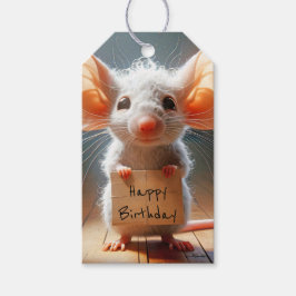Birthday Mouse mit Pappschild Geschenkanhänger