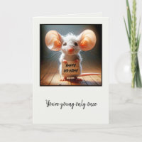 Birthday Mouse mit Pappschild