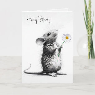 Birthday Mouse mit weißer Daisy Karte