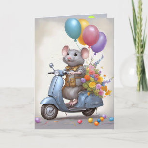 Birthday Mouse On a Scooter Karte