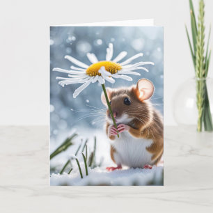 Birthday Mouse Under a Daisy Karte