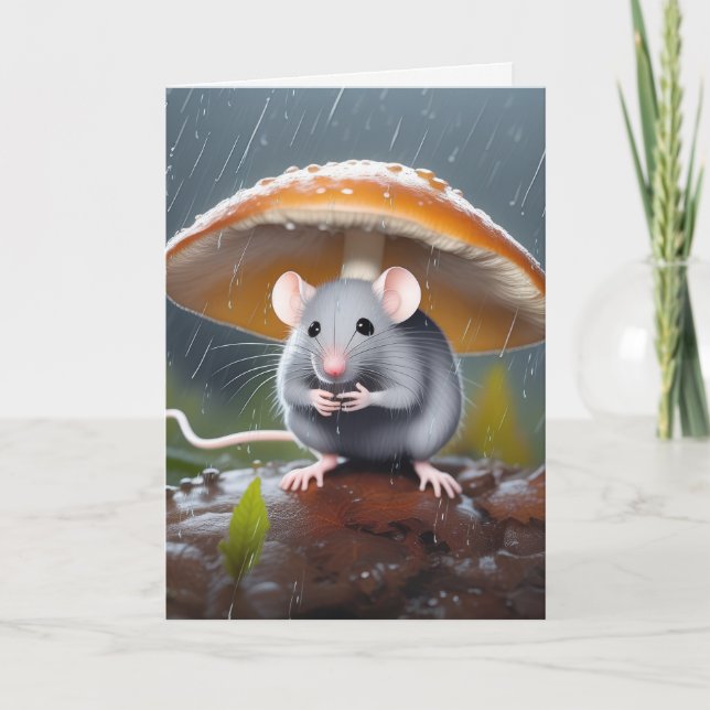 Birthday Mouse Under a Toadstool Karte (Vorderseite)