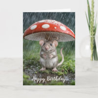 Birthday Mouse Under a Toadstool