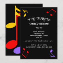 Birthday Music Notes Invitation