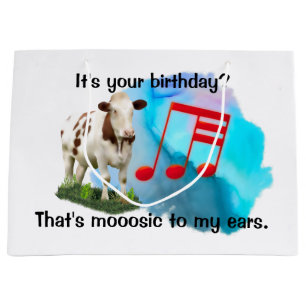 Birthday Musical Cow Große Geschenktüte