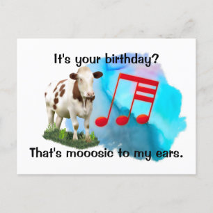 Birthday Musical Cow Postkarte
