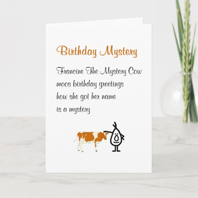 Birthday Mystery A Happy Birthday Gedicht Karte (Vorderseite)