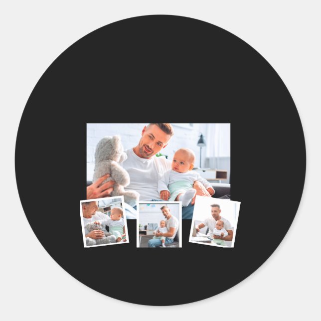 Birthday Name Age Photo Collage  Runder Aufkleber (Vorderseite)