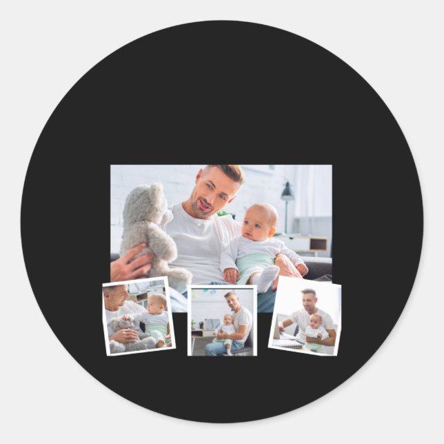 Birthday Name Age Photo Collage T Shirt  Runder Aufkleber (Vorderseite)