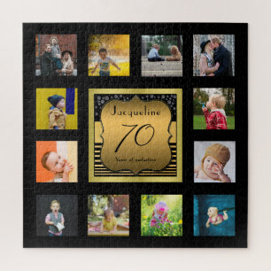 Birthday Name Year Foto Schwarzes Gold Puzzle