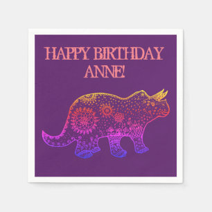 Birthday Napkins Dinosaur Art, Mandala Dinosaurier Serviette