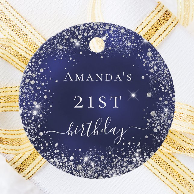 Birthday navin blau silber danke geschenkanhänger (Von Creator hochgeladen)