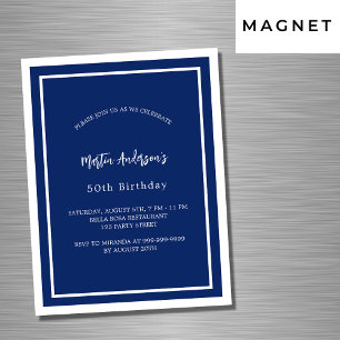 Birthday navin blau weiße minimalistische Luxus Magneteinladung