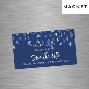 Birthday navy blauen Konfetti speichern Sie das Da Magnetkarte