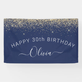 Birthday Navy Blue Gold jedes Alters Glitzer Girl Banner
