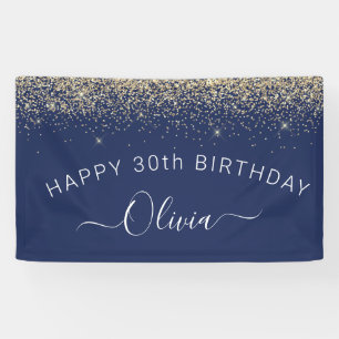 Birthday Navy Blue Gold jedes Alters Glitzer Girl Banner